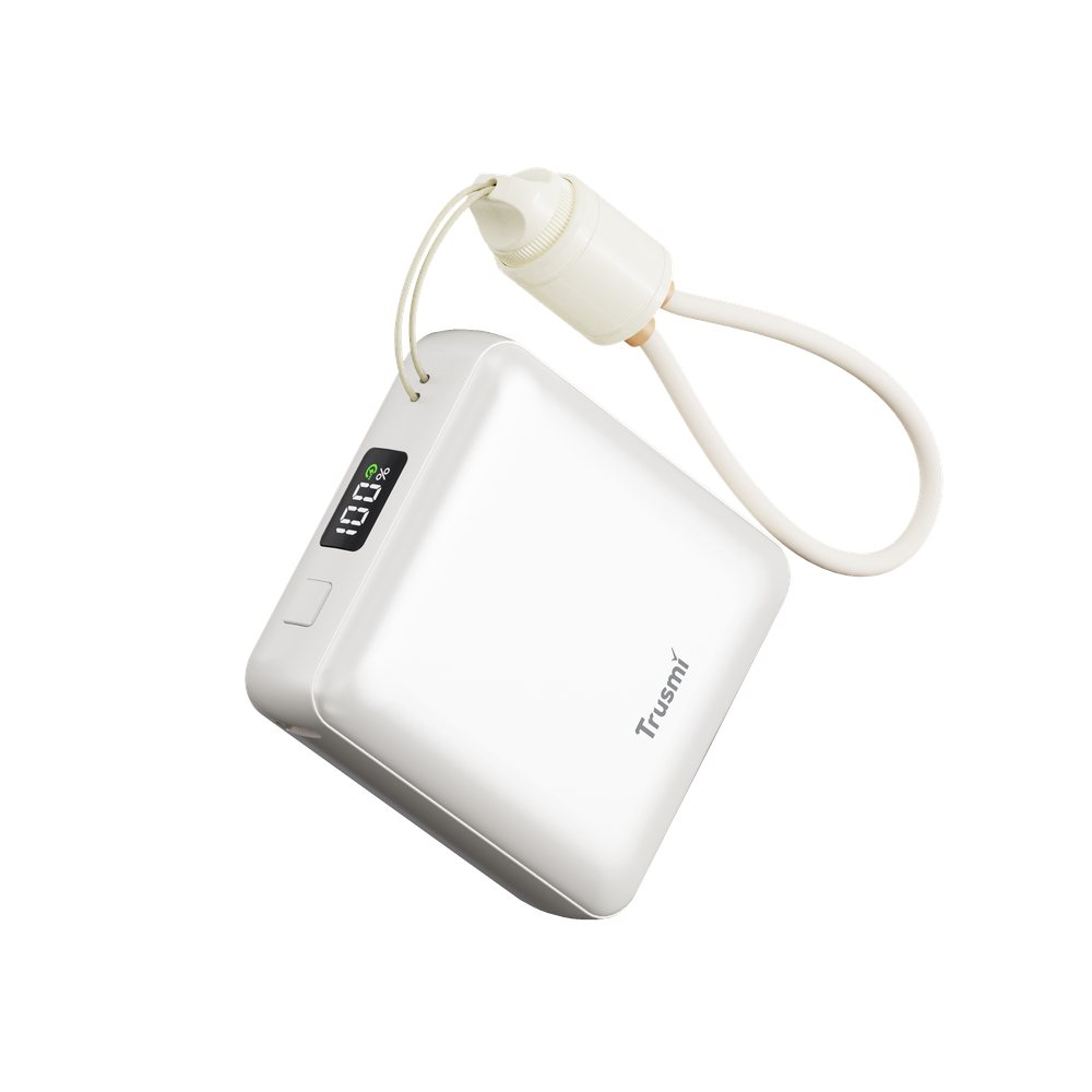 Trusmi Powerbank 10.000 mAh PD 22.5 W Dijital Ekranlı Dahili C to C kablolu Beyaz PB06-02 White