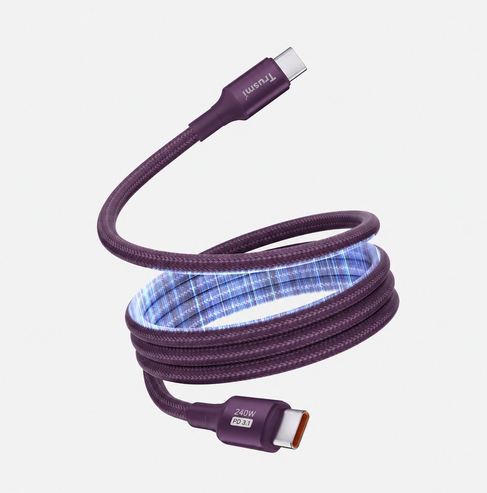 Clip-Go 240W C-to-C Round Magnetic Braided Charging Cable 1M Purple