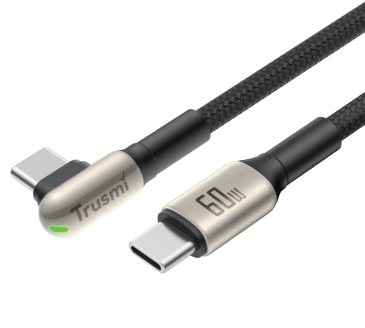 100W C to C Smart Power off Aluminum Alloy Braided Cable Black 1M