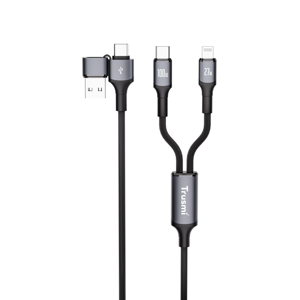 60W C TO C Angled LED Zinc Alloy Braided Black 1M