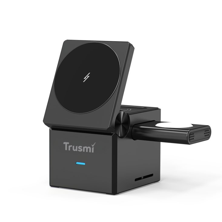 Qi2 25W 3-in-1 Cube Wireless Charging Station Gray
