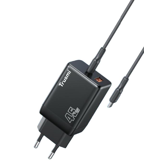 PD45W MINI A+C GaN FAST Charger With C TO C 60W Cable Set (EU)Black