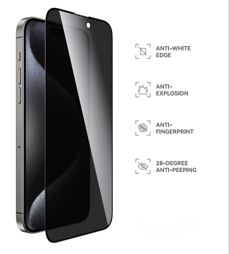 IPHONE 16 3D Privacy tempered film 10pcs/box