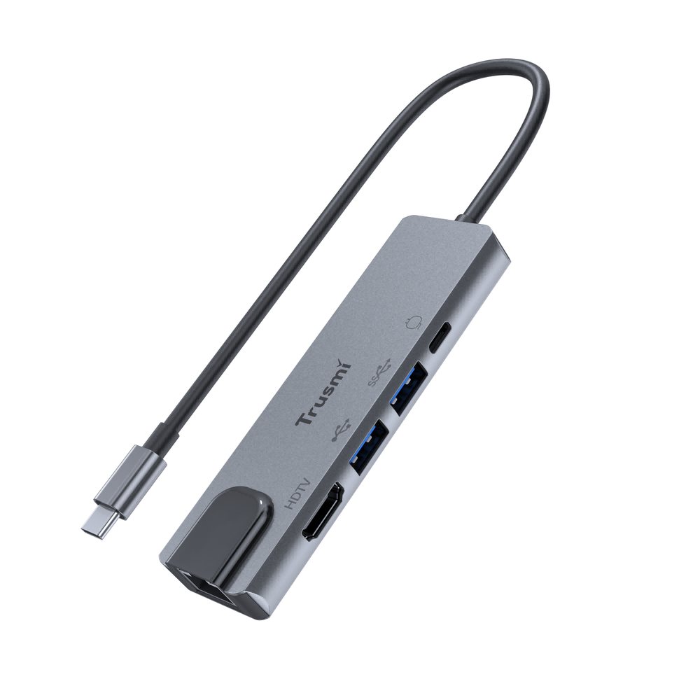 Type-C to HDMi+RJ45+USB2.0+USB3.0+Type-C PD100W Space Grey